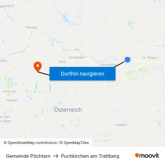 Gemeinde Pöchlarn to Puchkirchen am Trattberg map