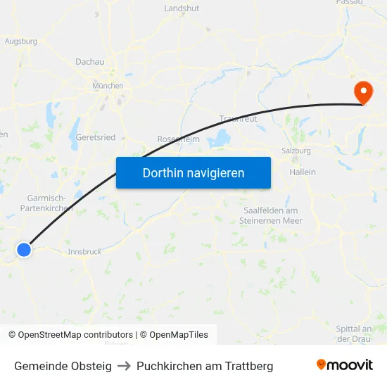 Gemeinde Obsteig to Puchkirchen am Trattberg map