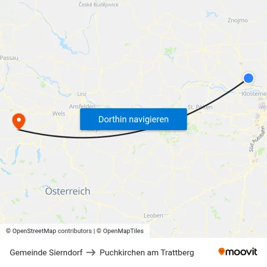 Gemeinde Sierndorf to Puchkirchen am Trattberg map