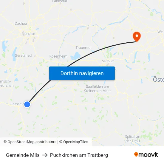 Gemeinde Mils to Puchkirchen am Trattberg map