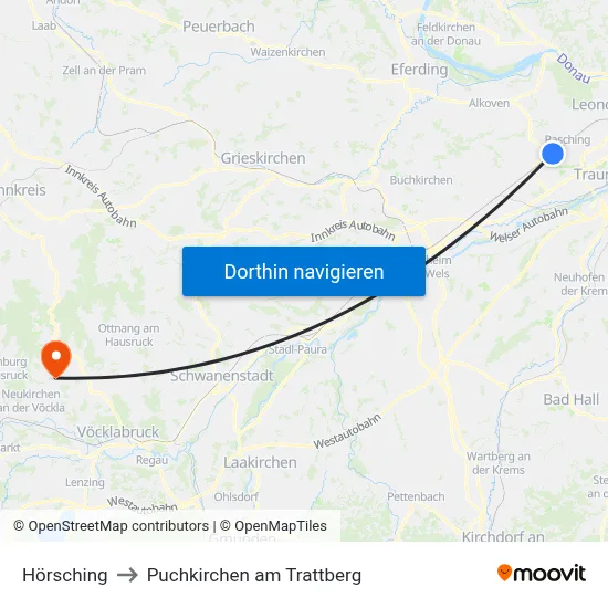 Hörsching to Puchkirchen am Trattberg map