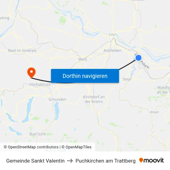 Gemeinde Sankt Valentin to Puchkirchen am Trattberg map