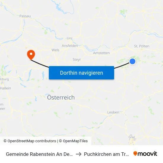 Gemeinde Rabenstein An Der Pielach to Puchkirchen am Trattberg map