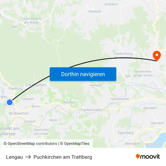 Lengau to Puchkirchen am Trattberg map