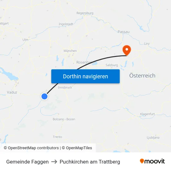 Gemeinde Faggen to Puchkirchen am Trattberg map