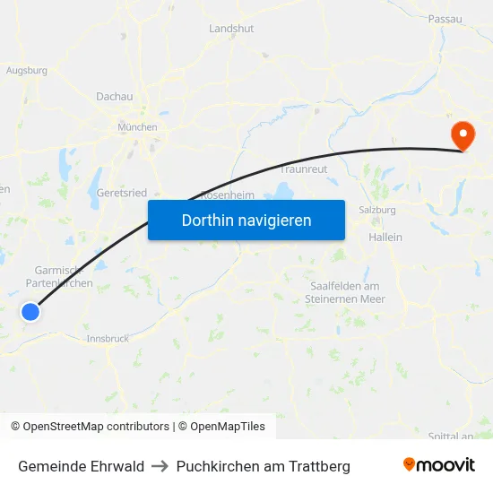 Gemeinde Ehrwald to Puchkirchen am Trattberg map