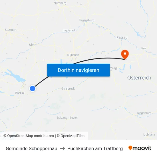 Gemeinde Schoppernau to Puchkirchen am Trattberg map