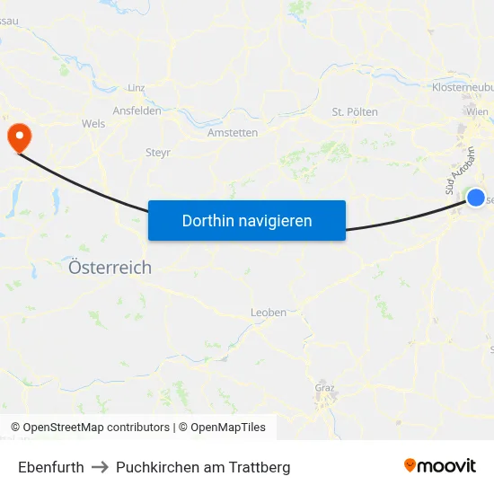 Ebenfurth to Puchkirchen am Trattberg map