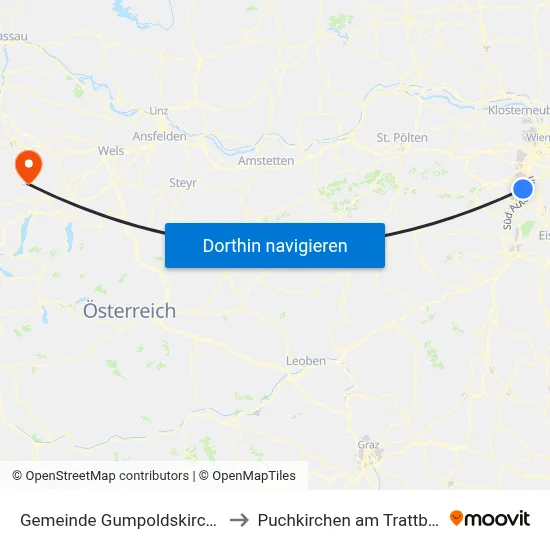 Gemeinde Gumpoldskirchen to Puchkirchen am Trattberg map