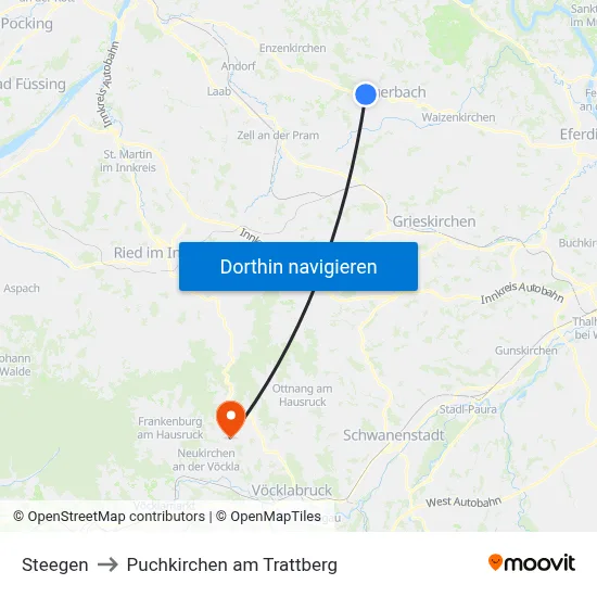 Steegen to Puchkirchen am Trattberg map