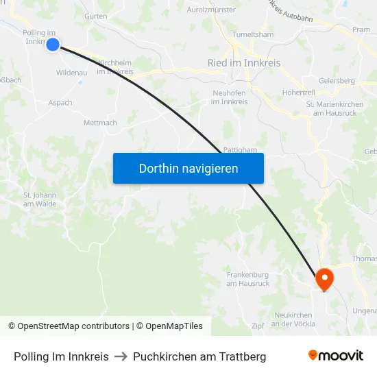 Polling Im Innkreis to Puchkirchen am Trattberg map