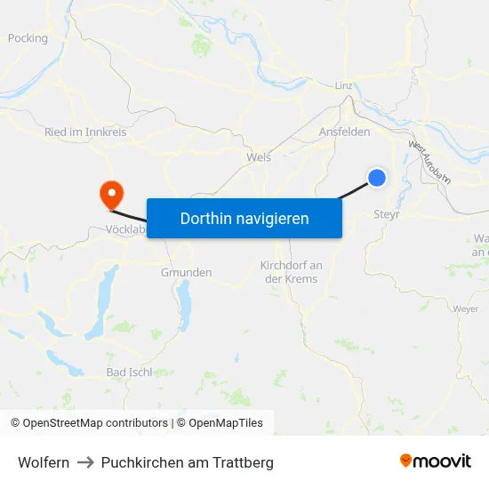 Wolfern to Puchkirchen am Trattberg map