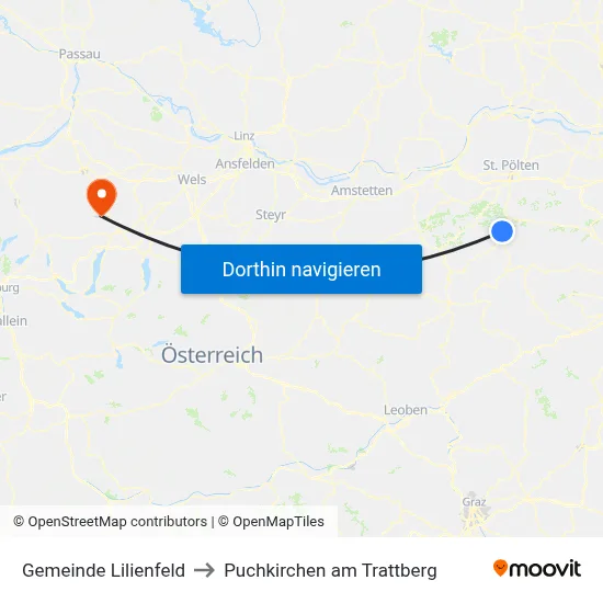Gemeinde Lilienfeld to Puchkirchen am Trattberg map