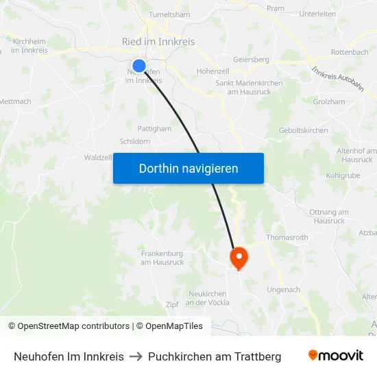 Neuhofen Im Innkreis to Puchkirchen am Trattberg map