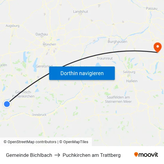 Gemeinde Bichlbach to Puchkirchen am Trattberg map