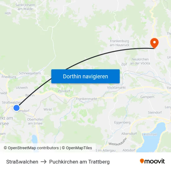 Straßwalchen to Puchkirchen am Trattberg map