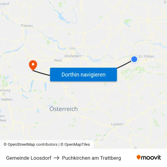 Gemeinde Loosdorf to Puchkirchen am Trattberg map