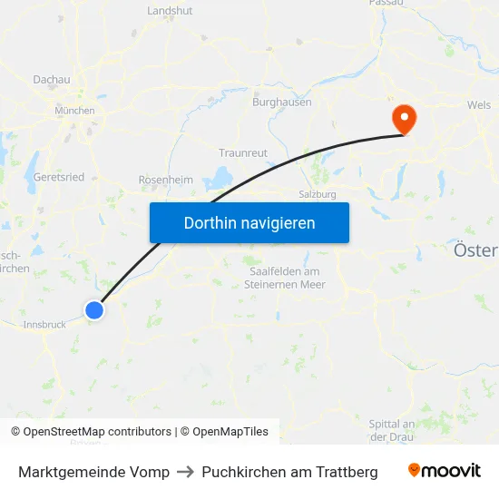 Marktgemeinde Vomp to Puchkirchen am Trattberg map