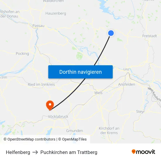 Helfenberg to Puchkirchen am Trattberg map