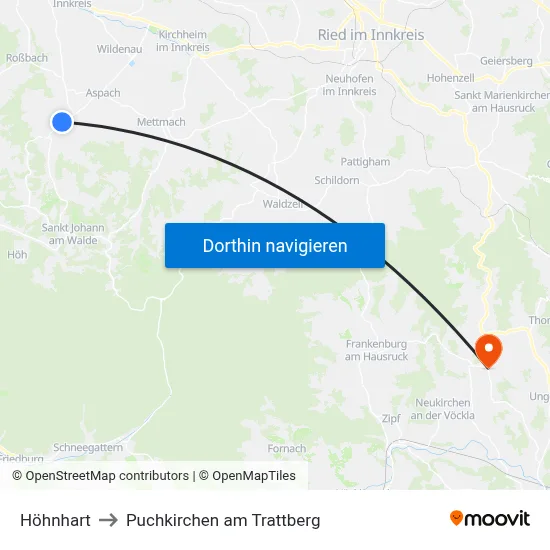 Höhnhart to Puchkirchen am Trattberg map