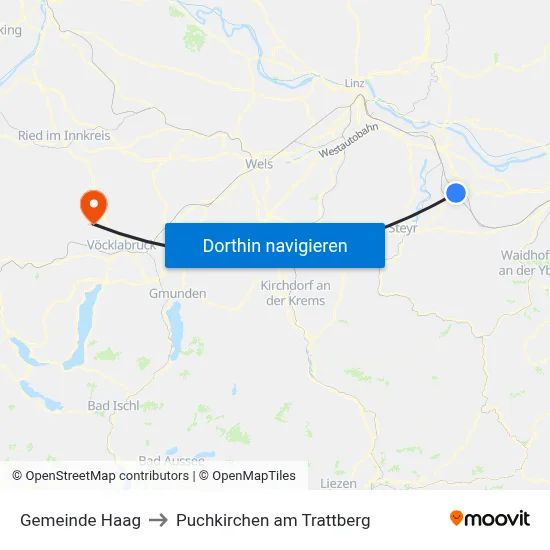 Gemeinde Haag to Puchkirchen am Trattberg map