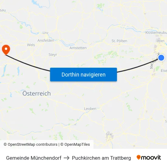 Gemeinde Münchendorf to Puchkirchen am Trattberg map