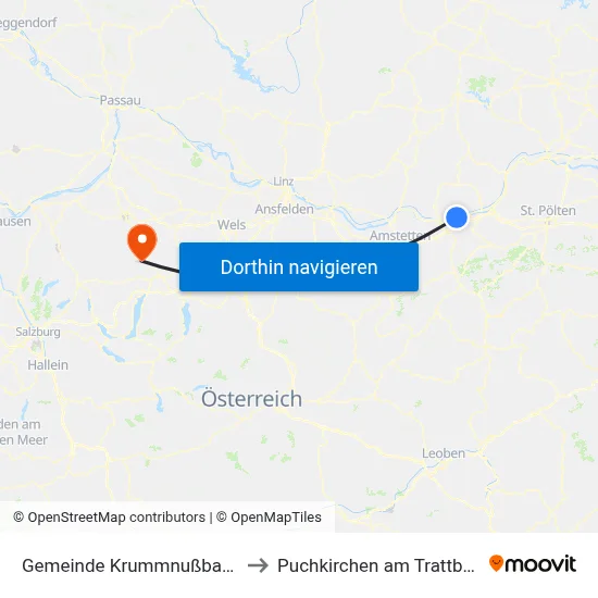 Gemeinde Krummnußbaum to Puchkirchen am Trattberg map