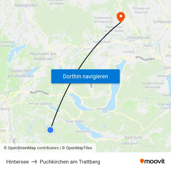 Hintersee to Puchkirchen am Trattberg map
