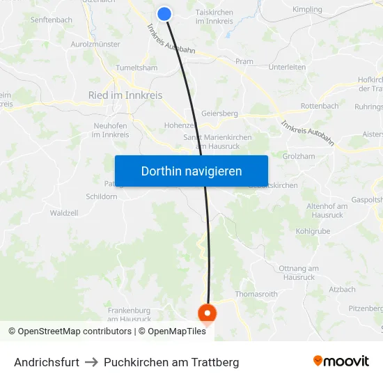 Andrichsfurt to Puchkirchen am Trattberg map