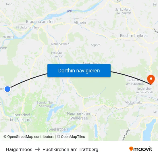 Haigermoos to Puchkirchen am Trattberg map