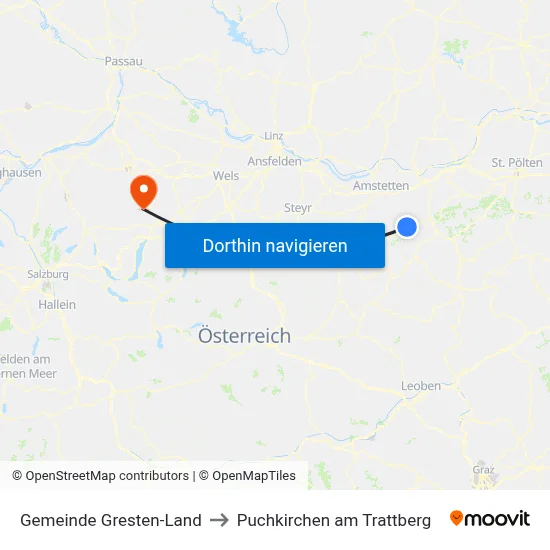 Gemeinde Gresten-Land to Puchkirchen am Trattberg map