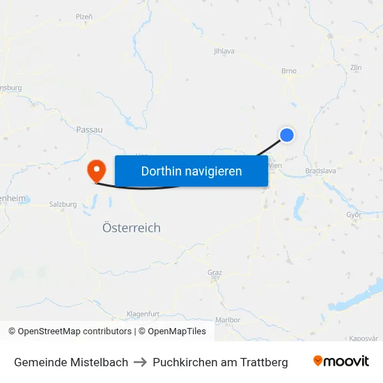 Gemeinde Mistelbach to Puchkirchen am Trattberg map