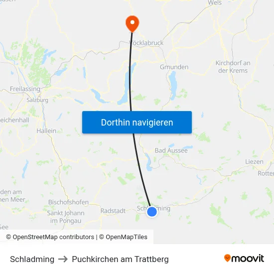 Schladming to Puchkirchen am Trattberg map