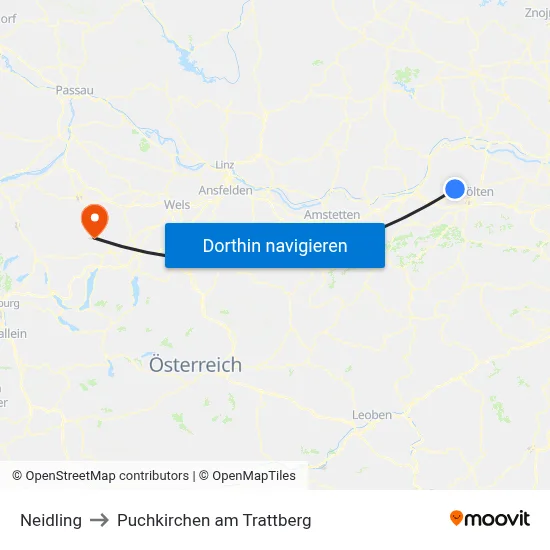 Neidling to Puchkirchen am Trattberg map