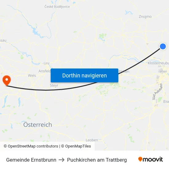 Gemeinde Ernstbrunn to Puchkirchen am Trattberg map