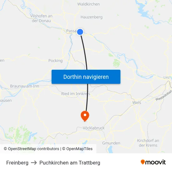 Freinberg to Puchkirchen am Trattberg map