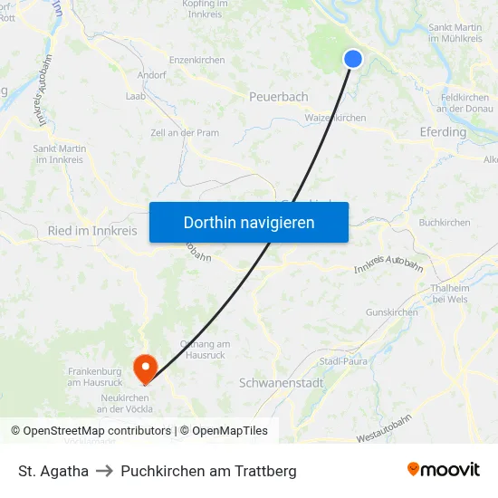 St. Agatha to Puchkirchen am Trattberg map