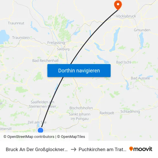 Bruck An Der Großglocknerstraße to Puchkirchen am Trattberg map