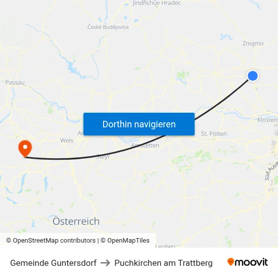 Gemeinde Guntersdorf to Puchkirchen am Trattberg map