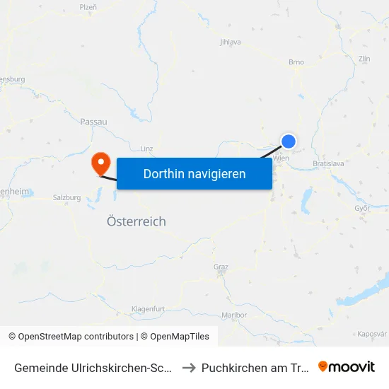 Gemeinde Ulrichskirchen-Schleinbach to Puchkirchen am Trattberg map