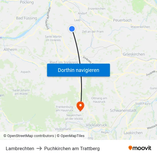Lambrechten to Puchkirchen am Trattberg map