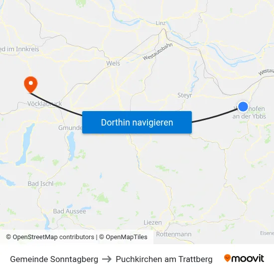 Gemeinde Sonntagberg to Puchkirchen am Trattberg map