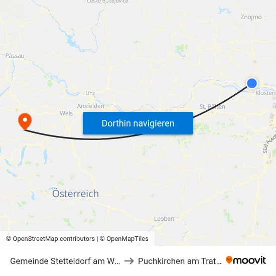 Gemeinde Stetteldorf am Wagram to Puchkirchen am Trattberg map