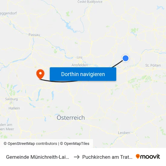 Gemeinde Münichreith-Laimbach to Puchkirchen am Trattberg map