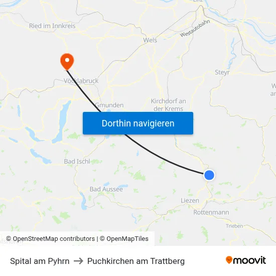 Spital am Pyhrn to Puchkirchen am Trattberg map