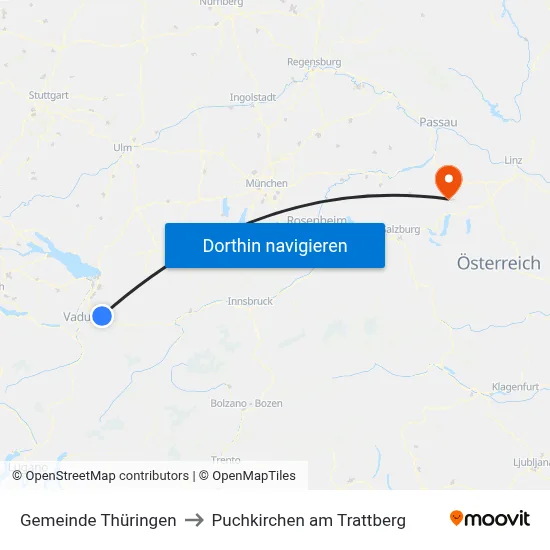 Gemeinde Thüringen to Puchkirchen am Trattberg map