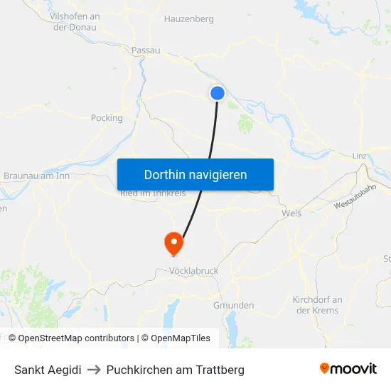 Sankt Aegidi to Puchkirchen am Trattberg map