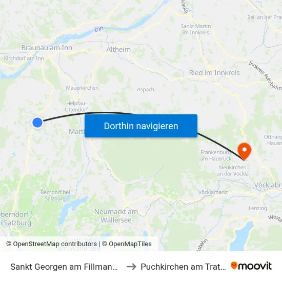 Sankt Georgen am Fillmannsbach to Puchkirchen am Trattberg map