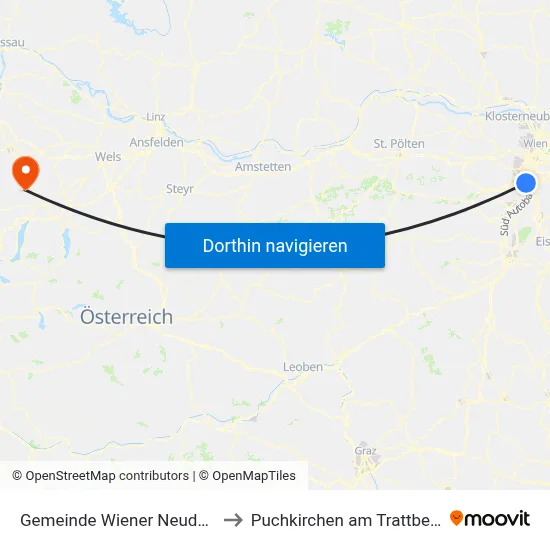 Gemeinde Wiener Neudorf to Puchkirchen am Trattberg map