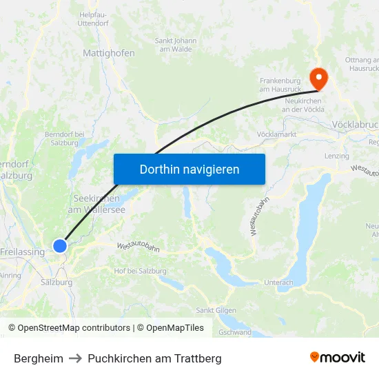 Bergheim to Puchkirchen am Trattberg map